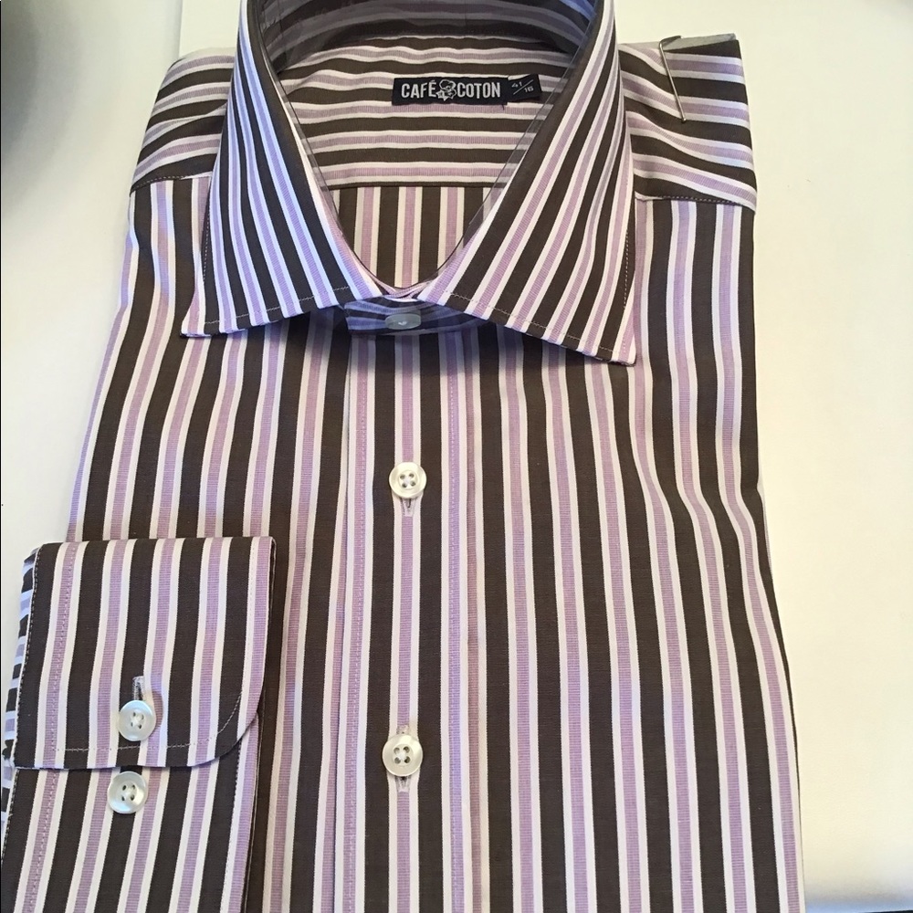 Outstanding Cafe Coton spread collar stripe shirt